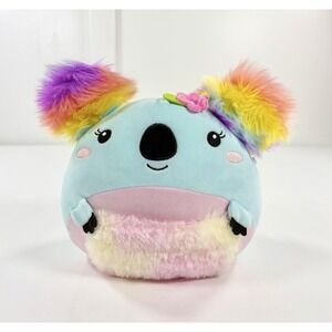 Hot Focus Huggy Squeeze Koala Plush Stuffed Animal Blue Rainbow Fuzzy Pocket 7"